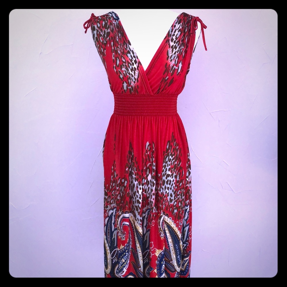Red Patterned Summer Dress